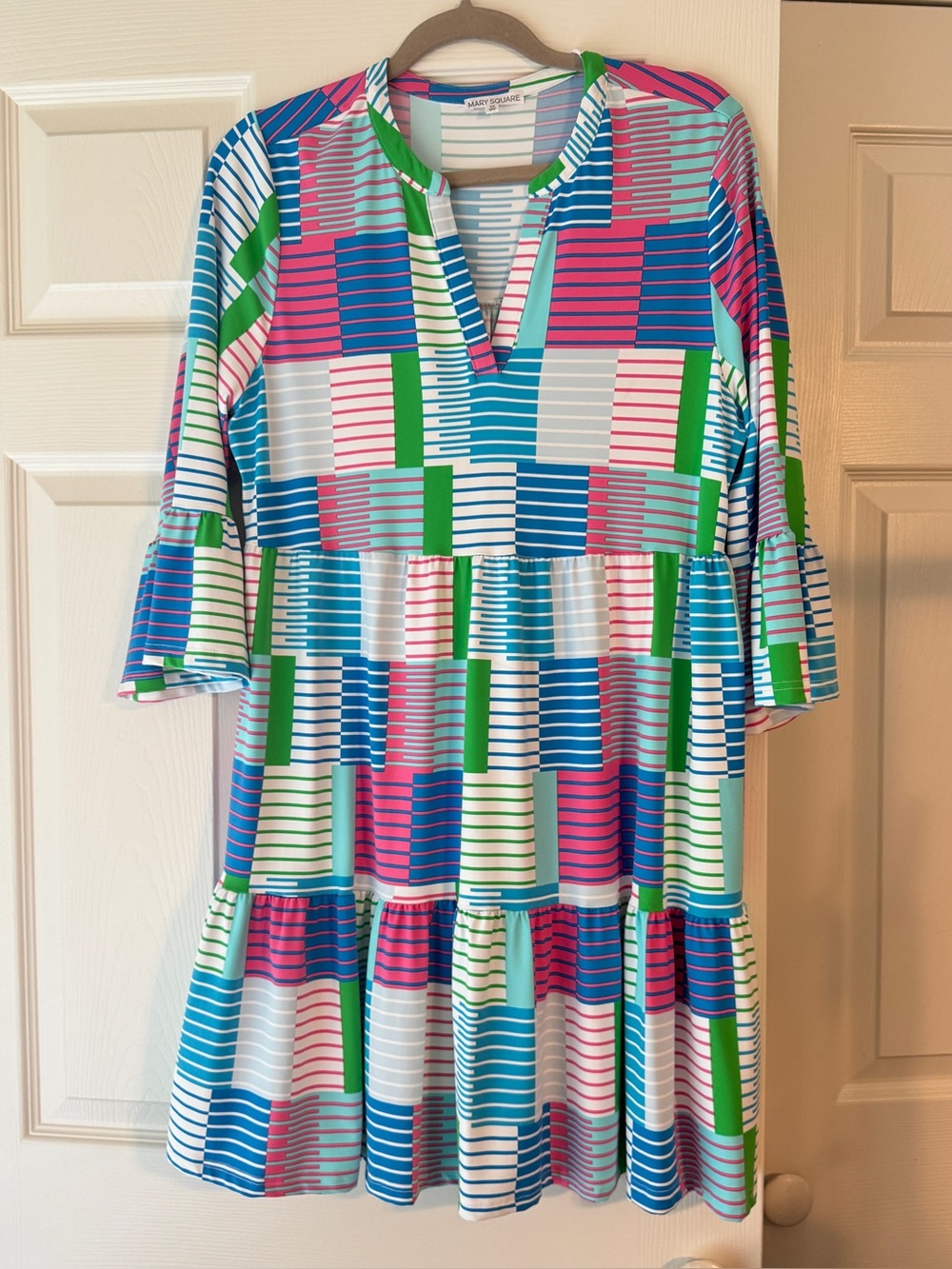 Multicolor Striped Tiered Casual Dress with Ruffle Sleeves